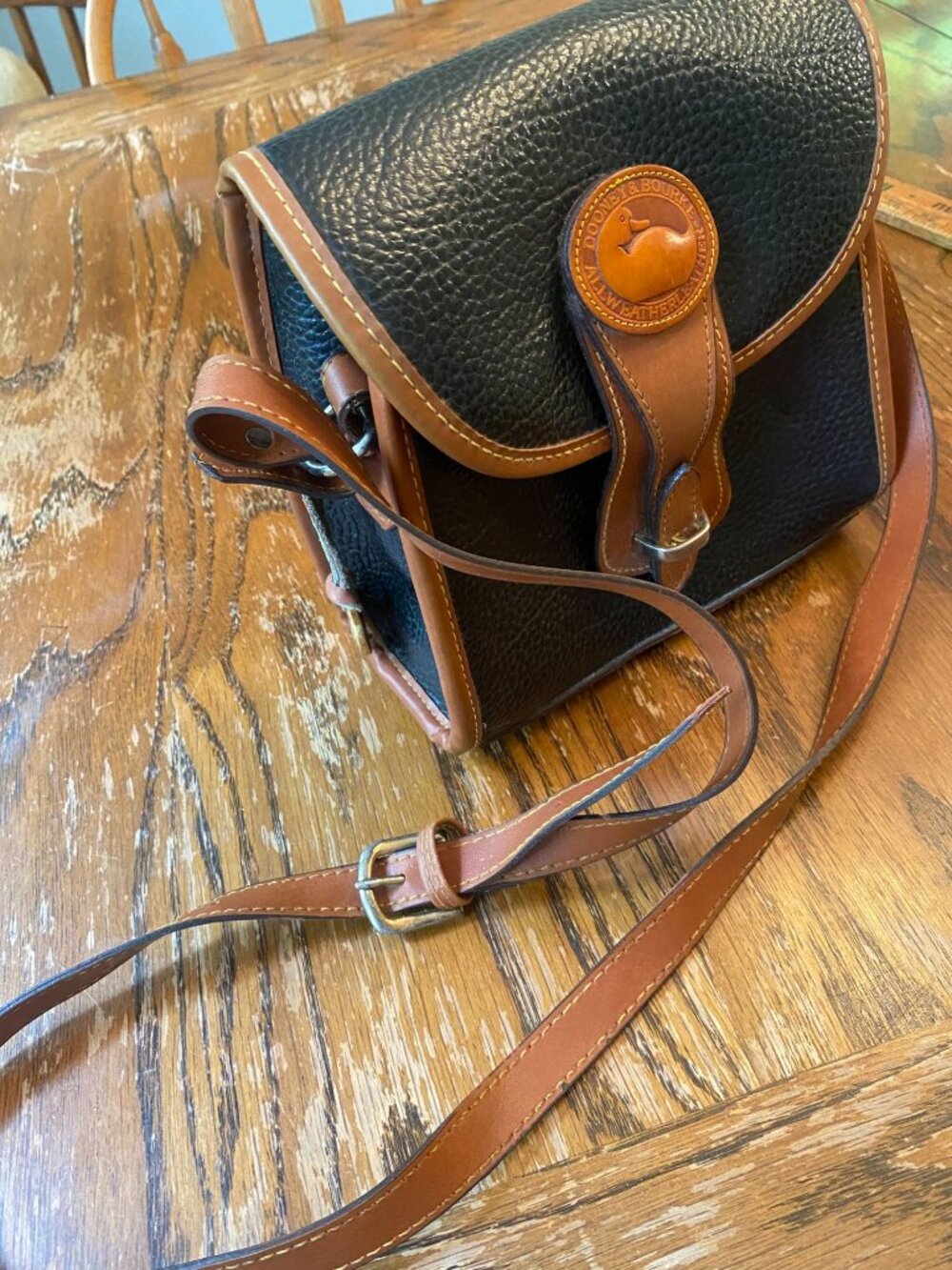 Vintage Dooney & Bourke Essex Mini Crossbody Bag USA Black & Brown - Picture 2 of 10